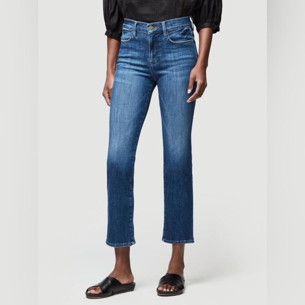 FRAME Le High Straight Jeans | Size 28 | Classic Blue Wash - Picture 2 of 3